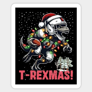 American Football Player T-Rex Christmas Sticker